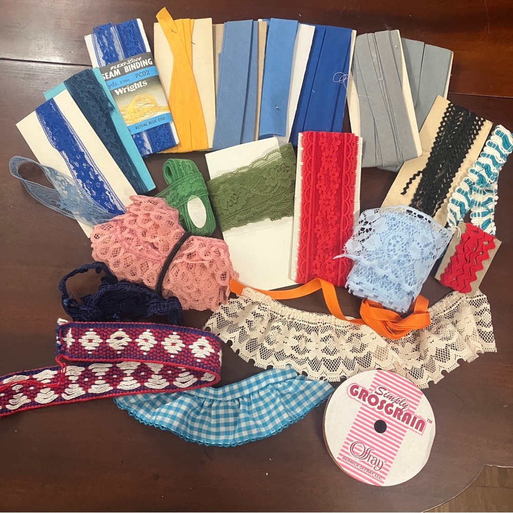 Lot of Vintage Used Bias, Lace, & Trims Sewing Supplies Crafts